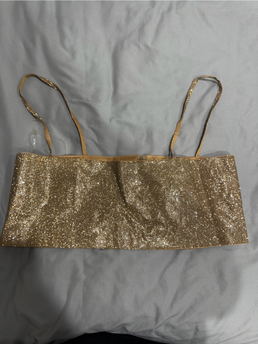 Toska Gold Sequin Bandeau with Thin Straps